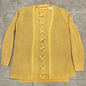 Stitch Fix Jamelya Back Detail Cardigan Long Sleeve Sweater Mustard Yellow Small